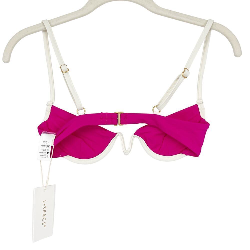 L*Space Nico Underwire Bikini Top Bougainvillea & Cream Hot Pink Size XS NEW - Picture 7 of 8